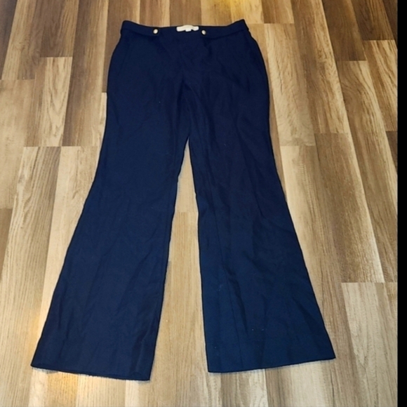 Loft Ann Taylor long sleeve polyester Navy and Brown Polka Dot Blouse Size Small - Picture 5 of 6